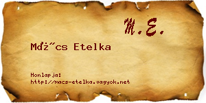 Mács Etelka névjegykártya